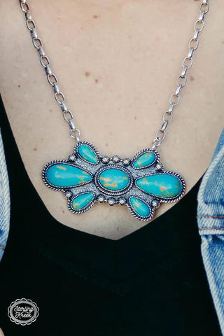 Turquoise Bulls Eye Design Necklace - Cowboy SwaggerTurquoise Bulls Eye Design Necklace