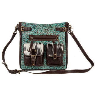 Turquoise Hand - Tooled Leather & Hair - On Hide Shoulder Bag – Style 8137 - Cowboy SwaggerTurquoise Hand - Tooled Leather & Hair - On Hide Shoulder Bag – Style 8137Handbags
