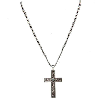 Twister Necklaces Twister Men’s Cross Necklace with Aqua Stone