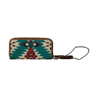Upcycled Rug & Leather Wallet with Turquoise & Red Accents - Cowboy SwaggerUpcycled Rug & Leather Wallet with Turquoise & Red AccentsHandbags, Wallets & Cases