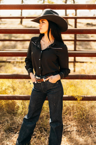 Watusi Button Up Top with Turquoise Snaps - Cowboy SwaggerWatusi Button Up Top with Turquoise Snaps