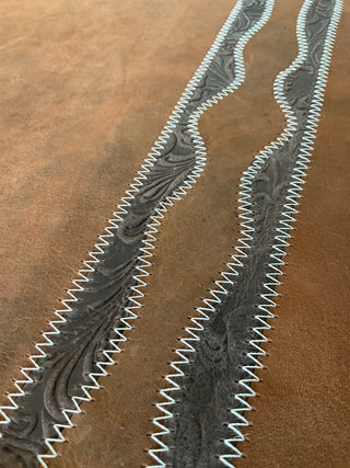 Western Table Runner – Brown Leather with Dark Embossed Detailing - Cowboy SwaggerWestern Table Runner – Brown Leather with Dark Embossed Detailing