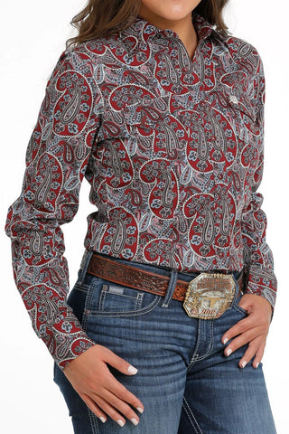 Women’s Cinch Blue & Burgundy Paisley Western Shirt – Snap Front, Competition Fit (MSW9201043) - Cowboy SwaggerWomen’s Cinch Blue & Burgundy Paisley Western Shirt – Snap Front, Competition Fit (MSW9201043)