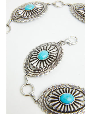 Women’s Turquoise Concho Chain Belt – Western Statement Accessory - Cowboy SwaggerWomen’s Turquoise Concho Chain Belt – Western Statement Accessory