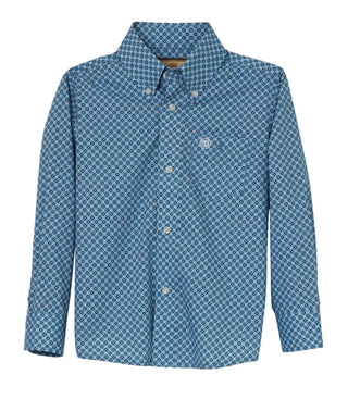 Wrangler Boy’s Classic Long Sleeve Shirt Light Blue Print - Cowboy SwaggerWrangler Boy’s Classic Long Sleeve Shirt Light Blue PrintBoys
