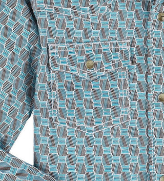 Wrangler Boy’s Geo Print Long Sleeve Snap Comfort Western Shirt - Cowboy SwaggerWrangler Boy’s Geo Print Long Sleeve Snap Comfort Western Shirt