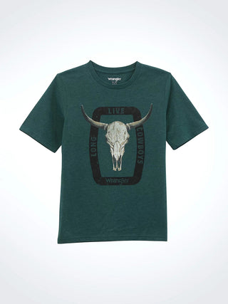 Wrangler Boys Long Live Cowboys Skull Tee Green - Cowboy SwaggerWrangler Boys Long Live Cowboys Skull Tee Green