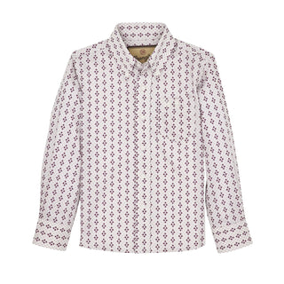 Wrangler Boys Long Sleeve Classic Fit Shirt White with Sangria Pattern - Cowboy SwaggerWrangler Boys Long Sleeve Classic Fit Shirt White with Sangria Pattern