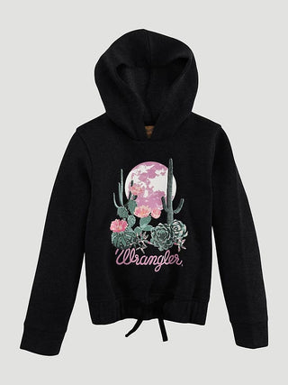Wrangler Girls Graphic Cinched Hoodie Sweatshirt in Black - Cowboy SwaggerWrangler Girls Graphic Cinched Hoodie Sweatshirt in Black