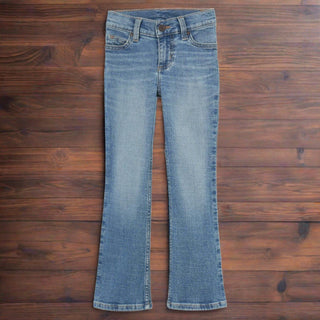 Wrangler Girls Light Washed Bootcut Jeans With Peach Stitched Pocket - Cowboy SwaggerWrangler Girls Light Washed Bootcut Jeans With Peach Stitched PocketGirls