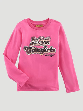 Wrangler Girl’s Long Sleeve Cowgirls Graphic Tee in Pink - Cowboy SwaggerWrangler Girl’s Long Sleeve Cowgirls Graphic Tee in Pink