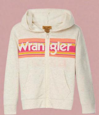 Wrangler Girls Peach and Pink Zip Up Hoodie - Cowboy SwaggerWrangler Girls Peach and Pink Zip Up HoodieGirls