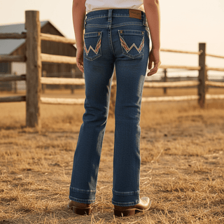 Wrangler Girls Trouser Jean Pink Stitched Pocket - Cowboy SwaggerWrangler Girls Trouser Jean Pink Stitched PocketGirls