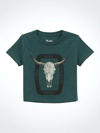 Wrangler Infant Boys Long Live Steer Skull Tee Green - Cowboy SwaggerWrangler Infant Boys Long Live Steer Skull Tee Green