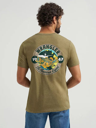Wrangler Men’s Army Green Fishing Tee - Cowboy SwaggerWrangler Men’s Army Green Fishing TeeShirts & Tops