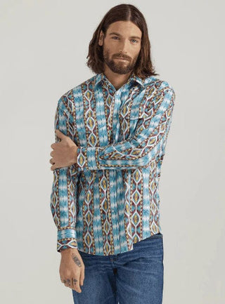Wrangler Mens Classic Fit Checotah Brown and Turquoise - Cowboy SwaggerWrangler Mens Classic Fit Checotah Brown and TurquoiseShirts & Tops