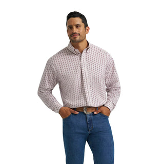Wrangler Men’s Classic Fit Print Shirt – Sangria (112365859) - Cowboy SwaggerWrangler Men’s Classic Fit Print Shirt – Sangria (112365859)