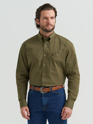 Wrangler Men’s George Strait Collection Long Sleeve Olive Green Western Shirt - Cowboy SwaggerWrangler Men’s George Strait Collection Long Sleeve Olive Green Western ShirtMen's Shirts