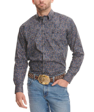 Wrangler Men’s George Strait Collection Navy Blue with Paisley Long Sleeve Western Shirt - Cowboy SwaggerWrangler Men’s George Strait Collection Navy Blue with Paisley Long Sleeve Western Shirt
