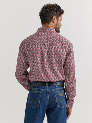 Wrangler Men’s George Strait Long Sleeve Button Down One Pocket Shirt in Scarlet Block - Cowboy SwaggerWrangler Men’s George Strait Long Sleeve Button Down One Pocket Shirt in Scarlet BlockShirts & Tops
