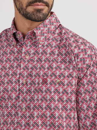 Wrangler Men’s George Strait Long Sleeve Button Down One Pocket Shirt in Scarlet Block - Cowboy SwaggerWrangler Men’s George Strait Long Sleeve Button Down One Pocket Shirt in Scarlet BlockShirts & Tops
