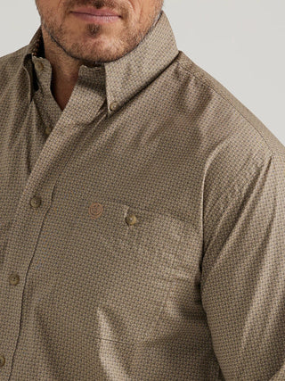 Wrangler Men’s George Strait Long Sleeve Button Down Two Pocket Shirt Tan - Cowboy SwaggerWrangler Men’s George Strait Long Sleeve Button Down Two Pocket Shirt TanMen's Shirts
