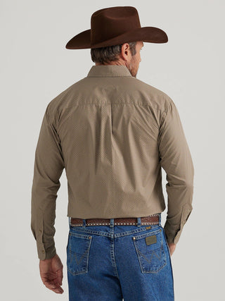 Wrangler Men’s George Strait Long Sleeve Button Down Two Pocket Shirt Tan - Cowboy SwaggerWrangler Men’s George Strait Long Sleeve Button Down Two Pocket Shirt TanMen's Shirts