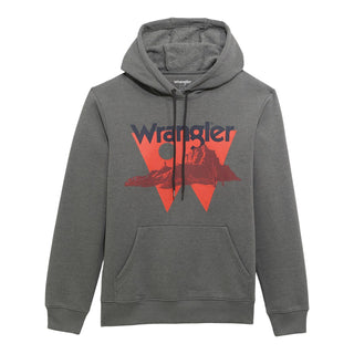 Wrangler Men’s Gray Logo Hoodie – Fleece Pullover with Orange & Navy Graphic - Cowboy SwaggerWrangler Men’s Gray Logo Hoodie – Fleece Pullover with Orange & Navy Graphic