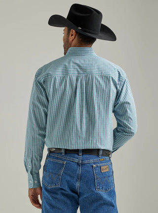Wrangler Mens GS Aqua Plaid Long Sleeve - Cowboy SwaggerWrangler Mens GS Aqua Plaid Long Sleeve