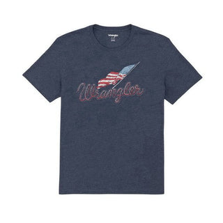 Wrangler Men’s Heather Navy American Flag Tee - Cowboy SwaggerWrangler Men’s Heather Navy American Flag Tee