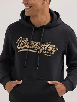 Wrangler Men's Logo Arm Hit Pullover Hoodie Jet Black - Cowboy SwaggerWrangler Men's Logo Arm Hit Pullover Hoodie Jet BlackMen's Shirts