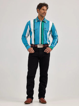 Wrangler Men’s Long Sleeve BrushPopper Snap Shirt Blue Green Black - Cowboy SwaggerWrangler Men’s Long Sleeve BrushPopper Snap Shirt Blue Green BlackShirts & Tops