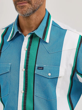 Wrangler Men’s Long Sleeve BrushPopper Snap Shirt Blue Green Black - Cowboy SwaggerWrangler Men’s Long Sleeve BrushPopper Snap Shirt Blue Green BlackShirts & Tops