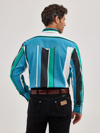 Wrangler Men’s Long Sleeve BrushPopper Snap Shirt Blue Green Black - Cowboy SwaggerWrangler Men’s Long Sleeve BrushPopper Snap Shirt Blue Green BlackShirts & Tops