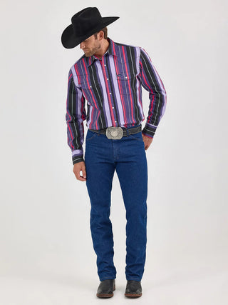 Wrangler Men’s Long Sleeve BrushPopper Snap Shirt Pink purple Black - Cowboy SwaggerWrangler Men’s Long Sleeve BrushPopper Snap Shirt Pink purple BlackShirts & Tops