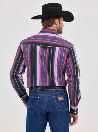Wrangler Men’s Long Sleeve BrushPopper Snap Shirt Pink purple Black - Cowboy SwaggerWrangler Men’s Long Sleeve BrushPopper Snap Shirt Pink purple BlackShirts & Tops