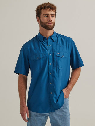 Wrangler Men’s Performance Short Sleeve Classic Fit Shirt Blue - Cowboy SwaggerWrangler Men’s Performance Short Sleeve Classic Fit Shirt BlueMen's Shirts