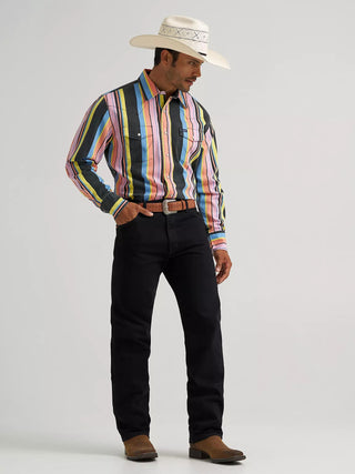 Wrangler Men’s Retro Neon Striped Long Sleeve Snap Shirt – Brushpopper Western Shirt - Cowboy SwaggerWrangler Men’s Retro Neon Striped Long Sleeve Snap Shirt – Brushpopper Western Shirt