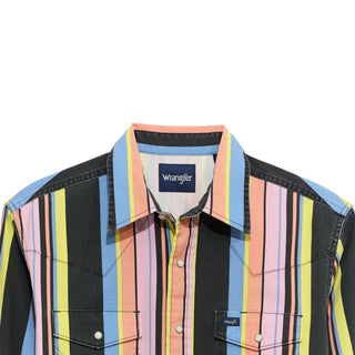 Wrangler Men’s Retro Neon Striped Long Sleeve Snap Shirt – Brushpopper Western Shirt - Cowboy SwaggerWrangler Men’s Retro Neon Striped Long Sleeve Snap Shirt – Brushpopper Western Shirt