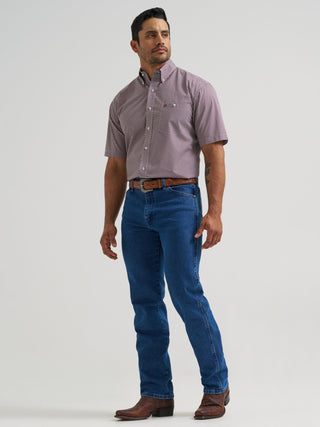 Wrangler Men’s Short Sleeve Red Square Print Western Shirt - Cowboy SwaggerWrangler Men’s Short Sleeve Red Square Print Western ShirtMen's Shirts