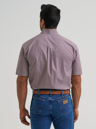 Wrangler Men’s Short Sleeve Red Square Print Western Shirt - Cowboy SwaggerWrangler Men’s Short Sleeve Red Square Print Western ShirtMen's Shirts