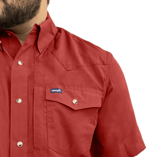 Wrangler Men’s Short Sleeve Vented Pearl Snap Red - Cowboy SwaggerWrangler Men’s Short Sleeve Vented Pearl Snap Red
