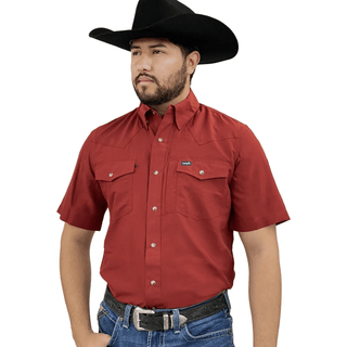 Wrangler Men’s Short Sleeve Vented Pearl Snap Red - Cowboy SwaggerWrangler Men’s Short Sleeve Vented Pearl Snap Red