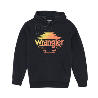 Wrangler Men’s Southwest Logo Black Hoodie Orange and Yellow Logo - Cowboy SwaggerWrangler Men’s Southwest Logo Black Hoodie Orange and Yellow LogoShirts & Tops