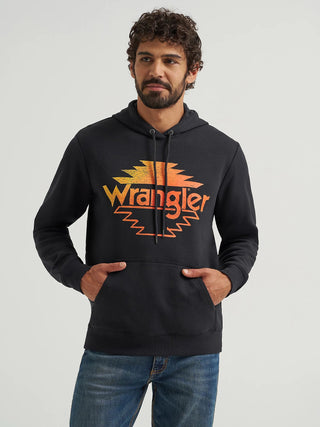 Wrangler Men’s Southwest Logo Black Hoodie Orange and Yellow Logo - Cowboy SwaggerWrangler Men’s Southwest Logo Black Hoodie Orange and Yellow LogoShirts & Tops