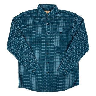 Wrangler Men’s Teal Diamond Print Long Sleeve Western Shirt – 112367705 - Cowboy SwaggerWrangler Men’s Teal Diamond Print Long Sleeve Western Shirt – 112367705