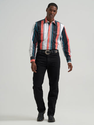 Wrangler Retro Men’s Long Sleeve Brushpopper Snap Shirt – Orange & Teal - Cowboy SwaggerWrangler Retro Men’s Long Sleeve Brushpopper Snap Shirt – Orange & TealMen's Shirts