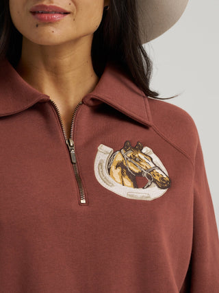 Wrangler Retro Women’s Americana Quarter Zip Sweatshirt – Burgundy - Cowboy SwaggerWrangler Retro Women’s Americana Quarter Zip Sweatshirt – BurgundyShirts & Tops