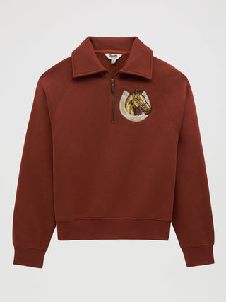Wrangler Retro Women’s Americana Quarter Zip Sweatshirt – Burgundy - Cowboy SwaggerWrangler Retro Women’s Americana Quarter Zip Sweatshirt – BurgundyShirts & Tops