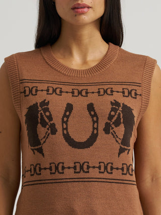 Wrangler Retro Women’s Americana Sweater Vest – Brown - Cowboy SwaggerWrangler Retro Women’s Americana Sweater Vest – BrownShirts & Tops